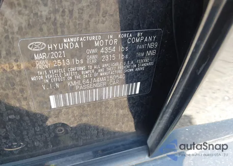 2021 Hyundai Sonata Sel from USA, damaged, VIN KMHL64JA4MA150540